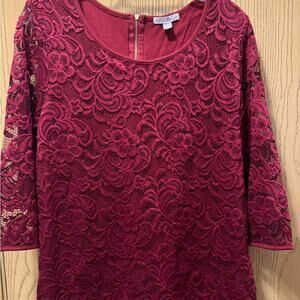 Roz & Ali Burgundy Lace Blouse